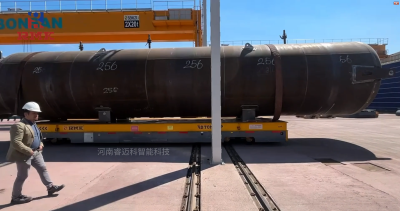 Heavy-Duty Trackless Transfer Cart for Pressure Vessels